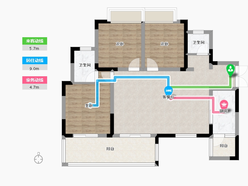 四川省-绵阳市-展和壹品江山-91.34-户型库-动静线