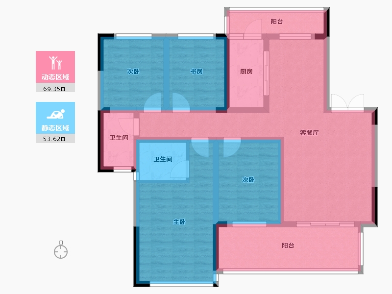 四川省-绵阳市-三台长虹天樾-108.41-户型库-动静分区