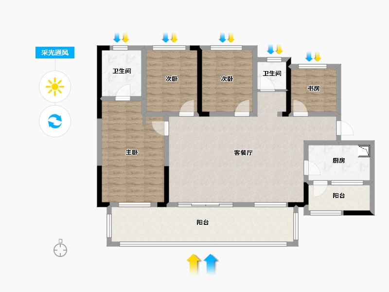 四川省-绵阳市-三台长虹天樾-117.80-户型库-采光通风