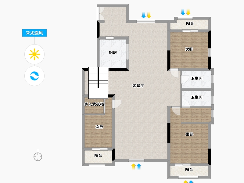 陕西省-西安市-泉上花间-151.87-户型库-采光通风