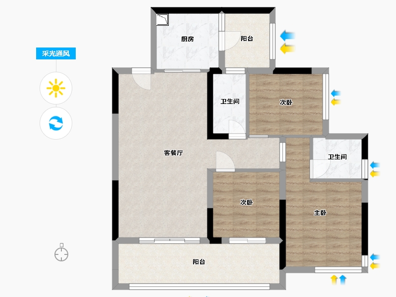 四川省-乐山市-大渡河府-86.57-户型库-采光通风