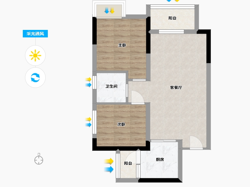 四川省-乐山市-茉莉庄园-54.78-户型库-采光通风