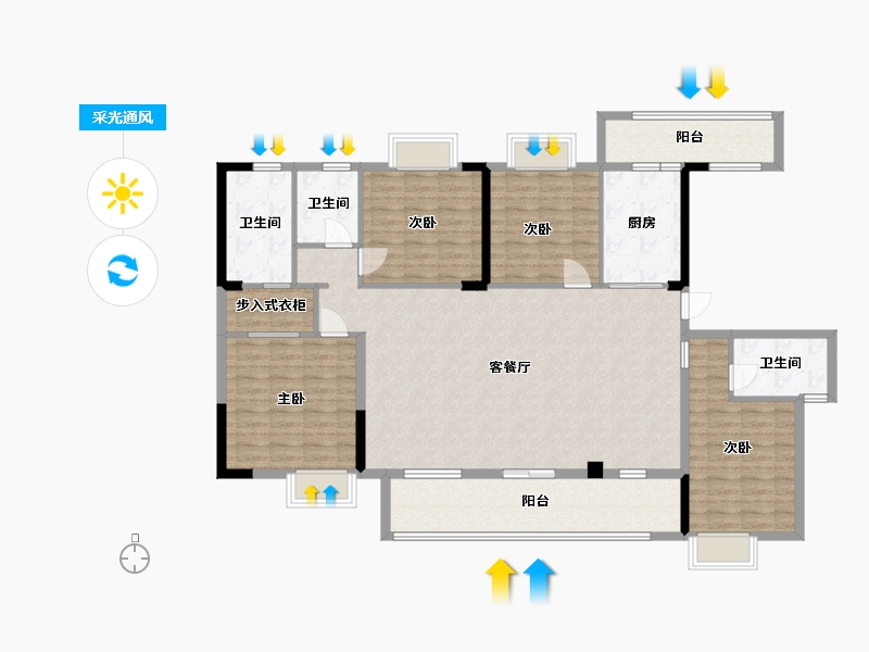 四川省-乐山市-嘉州壹号院-145.33-户型库-采光通风