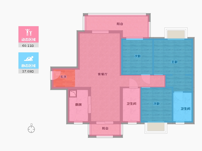 四川省-乐山市-美的珺御府-86.25-户型库-动静分区