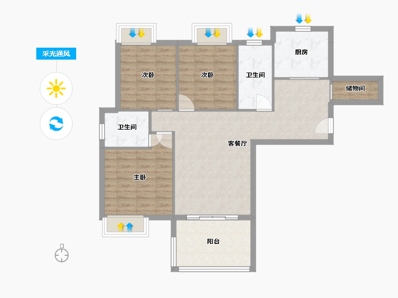 四川省-乐山市-天下沐川-89.90-户型库-采光通风