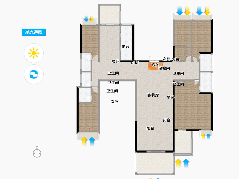 广东省-揭阳市-翔栩水岸城-263.10-户型库-采光通风