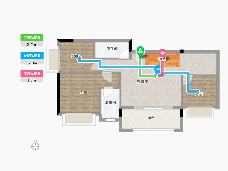 海南省-三亚市-三正海棠南洋小镇-71.48-户型库-动静线