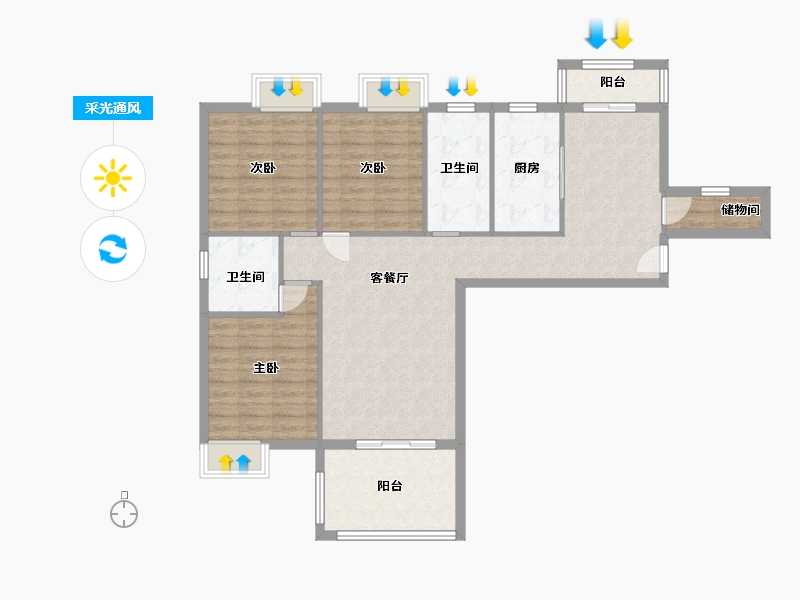 四川省-乐山市-天下沐川-105.68-户型库-采光通风