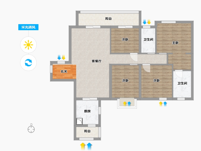 四川省-乐山市-美的珺御府-101.91-户型库-采光通风