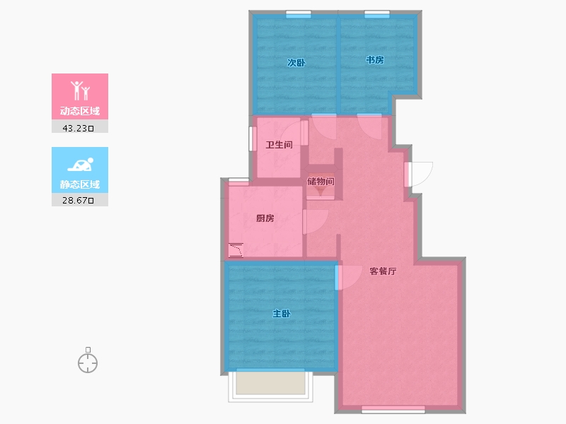 天津-天津市-梧桐大道二期-63.34-户型库-动静分区