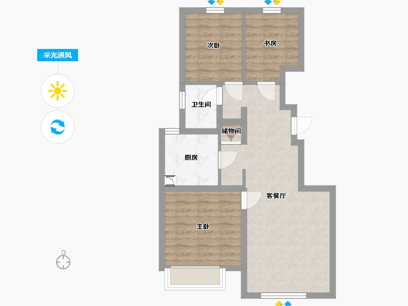 天津-天津市-梧桐大道二期-63.34-户型库-采光通风