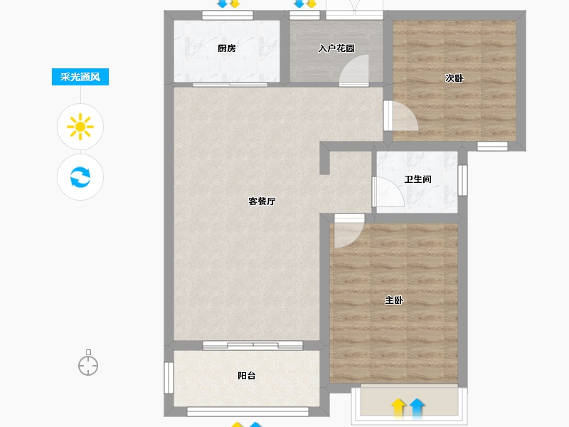 四川省-绵阳市-华汇御景豪庭-72.53-户型库-采光通风