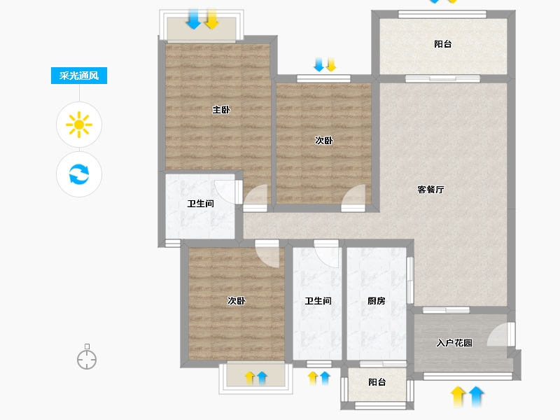 四川省-绵阳市-华西欧洲花园-105.67-户型库-采光通风