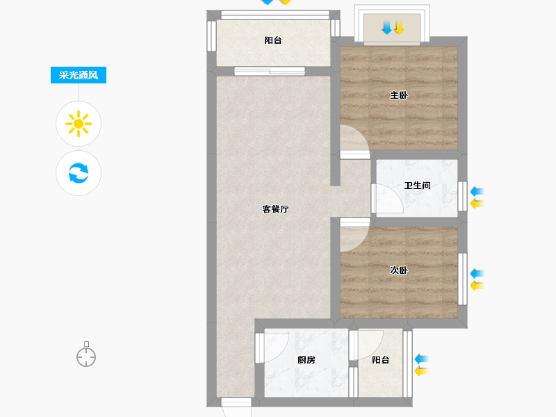 四川省-绵阳市-金科岚院-53.90-户型库-采光通风