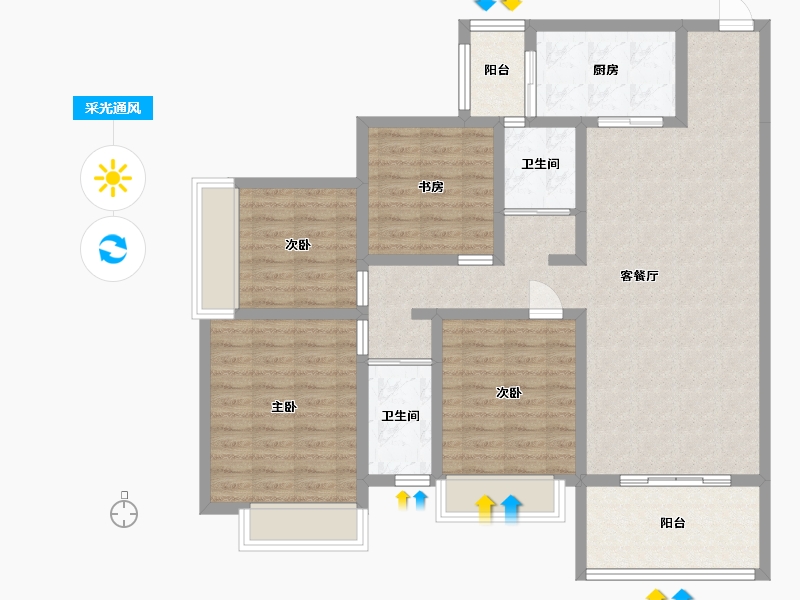 四川省-乐山市-德胜公馆-110.20-户型库-采光通风