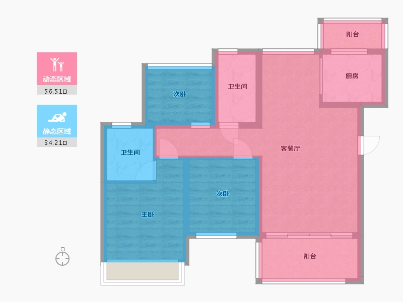 四川省-乐山市-德胜公馆-80.46-户型库-动静分区