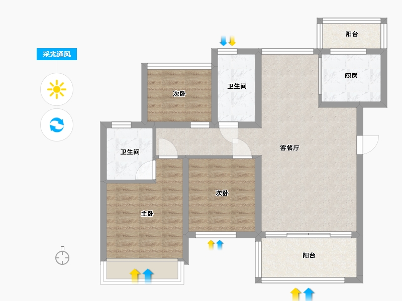 四川省-乐山市-德胜公馆-80.46-户型库-采光通风