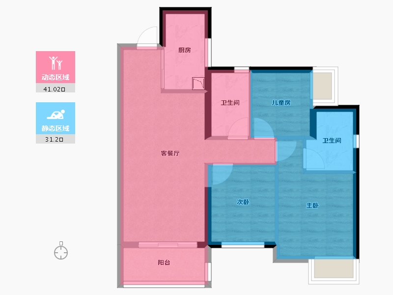 广东省-揭阳市-华润置地榕江悦府-63.90-户型库-动静分区