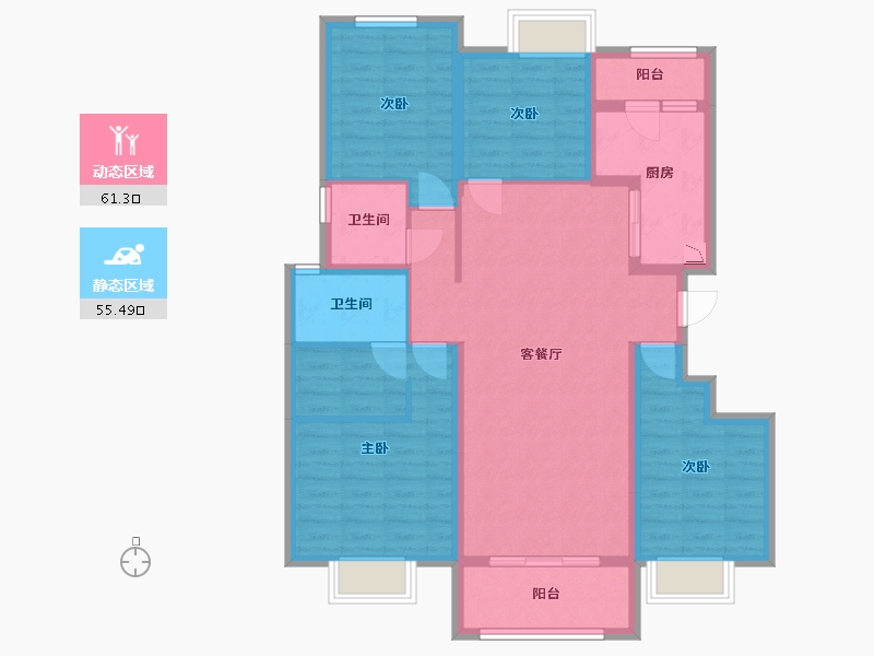 四川省-乐山市-新城·金樾天玺-103.61-户型库-动静分区