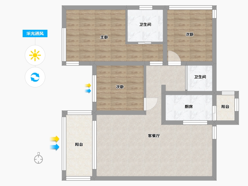 四川省-乐山市-德胜公馆-81.47-户型库-采光通风