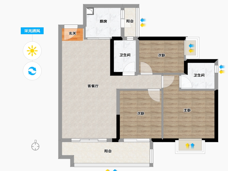 广东省-揭阳市-绿地国际空港城-88.00-户型库-采光通风