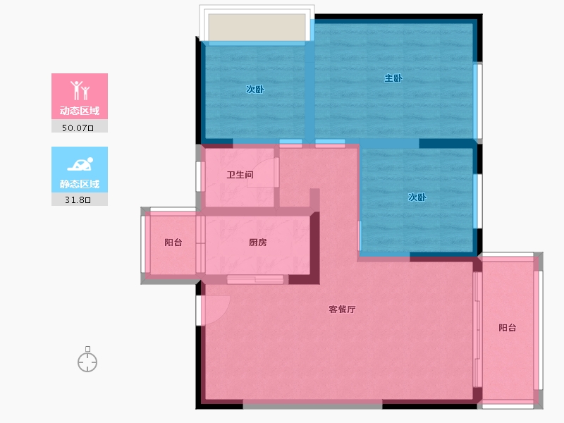 四川省-乐山市-德胜公馆-72.27-户型库-动静分区