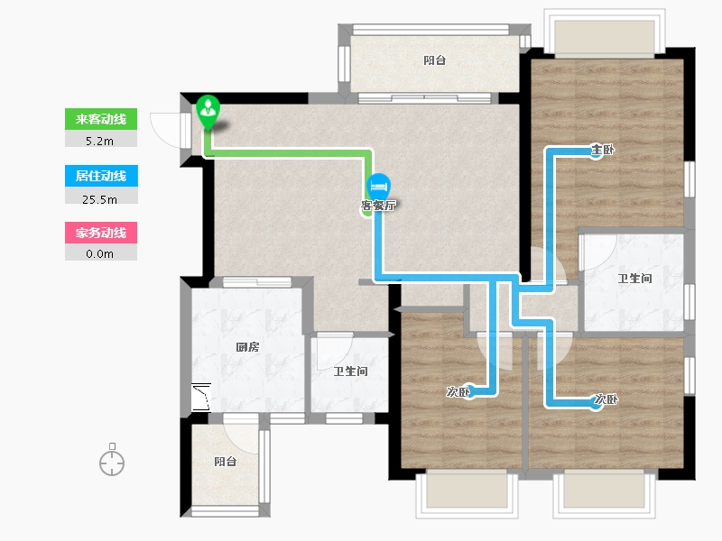 四川省-绵阳市-恒大翡翠华庭-86.63-户型库-动静线