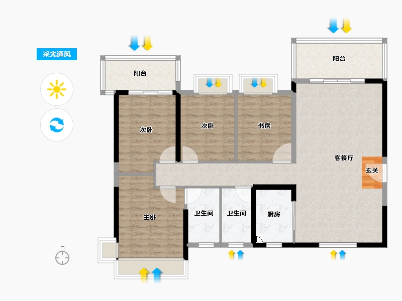 广东省-揭阳市-嘉润新城-119.72-户型库-采光通风