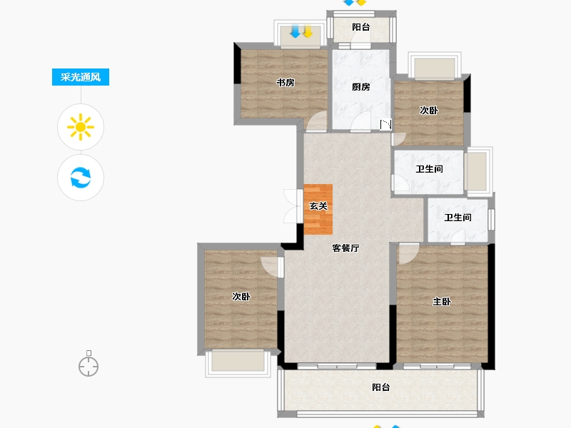 广东省-揭阳市-中南.春风南岸-105.08-户型库-采光通风