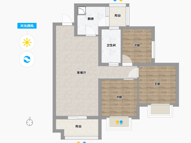 四川省-乐山市-美的珺御府-64.26-户型库-采光通风