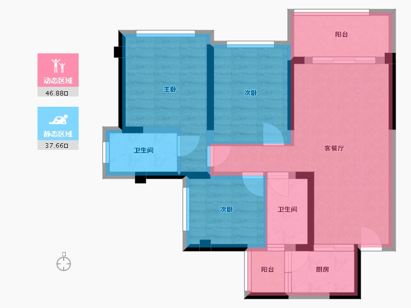 四川省-乐山市-银丰·玖熙堂-74.22-户型库-动静分区