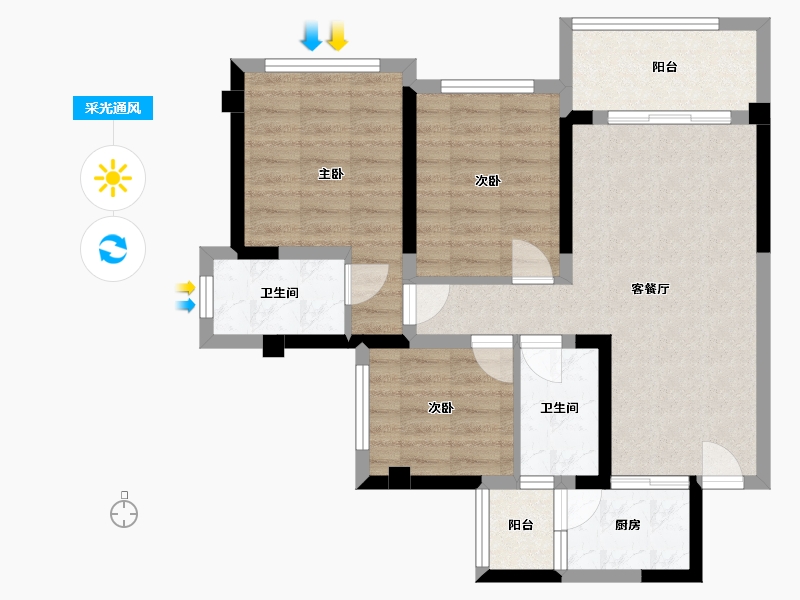 四川省-乐山市-银丰·玖熙堂-74.22-户型库-采光通风