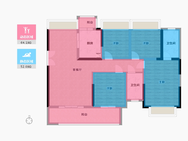 四川省-乐山市-中心城棠颂府-102.89-户型库-动静分区