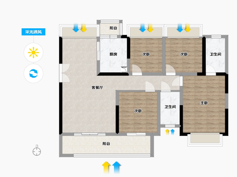 四川省-乐山市-中心城棠颂府-102.89-户型库-采光通风