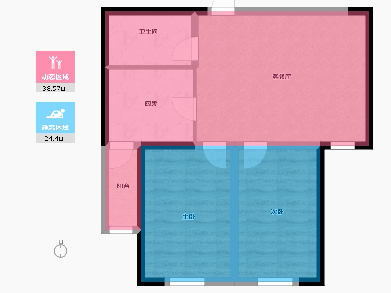 黑龙江省-哈尔滨市-四季印象-55.84-户型库-动静分区