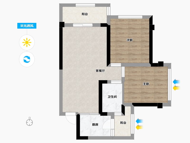 四川省-乐山市-银丰·玖熙堂-55.58-户型库-采光通风