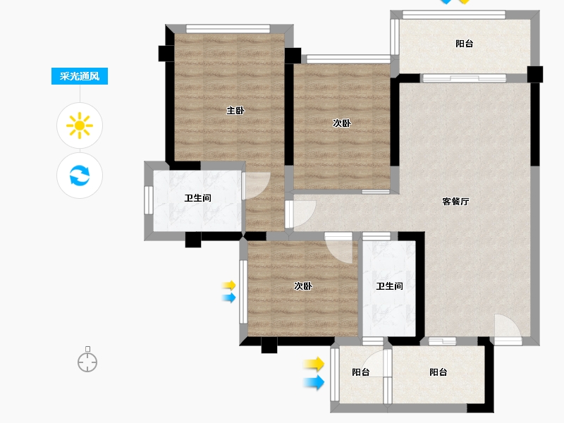 四川省-乐山市-银丰·玖熙堂-83.67-户型库-采光通风