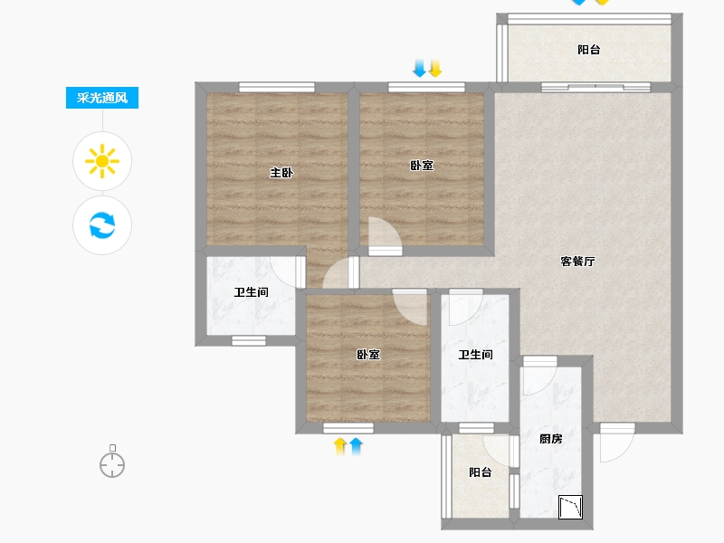 四川省-遂宁市-国盛金桥郡-81.96-户型库-采光通风