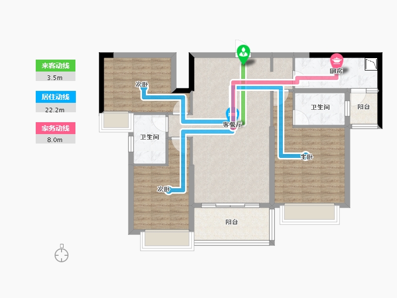 四川省-绵阳市-恒大翡翠华庭-94.41-户型库-动静线