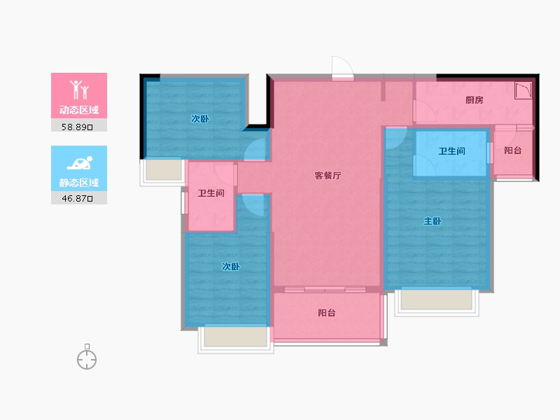 四川省-绵阳市-恒大翡翠华庭-94.41-户型库-动静分区