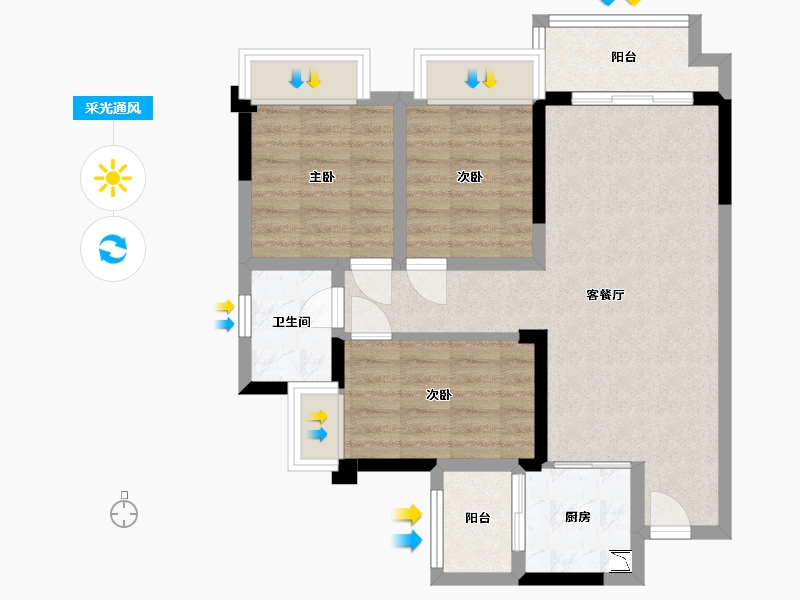 四川省-乐山市-佳乐江屿城-69.41-户型库-采光通风