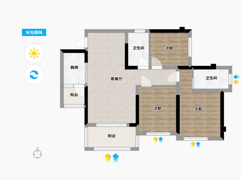 四川省-乐山市-银丰·玖熙堂-74.52-户型库-采光通风