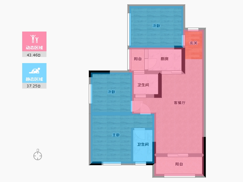 四川省-乐山市-阳光·研溪华府-70.36-户型库-动静分区