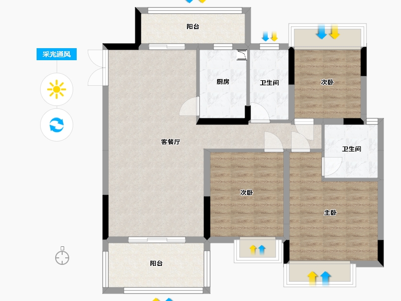 四川省-雅安市-青江华府-96.98-户型库-采光通风