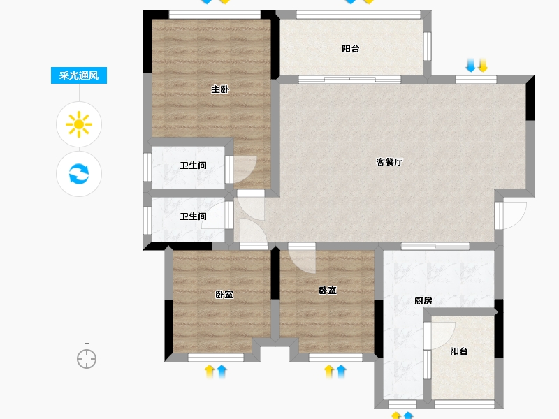 四川省-泸州市-南苑帝景-93.00-户型库-采光通风