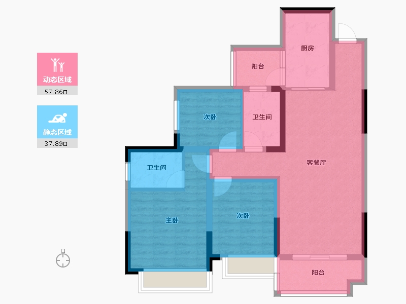 四川省-绵阳市-中梁御府-84.54-户型库-动静分区