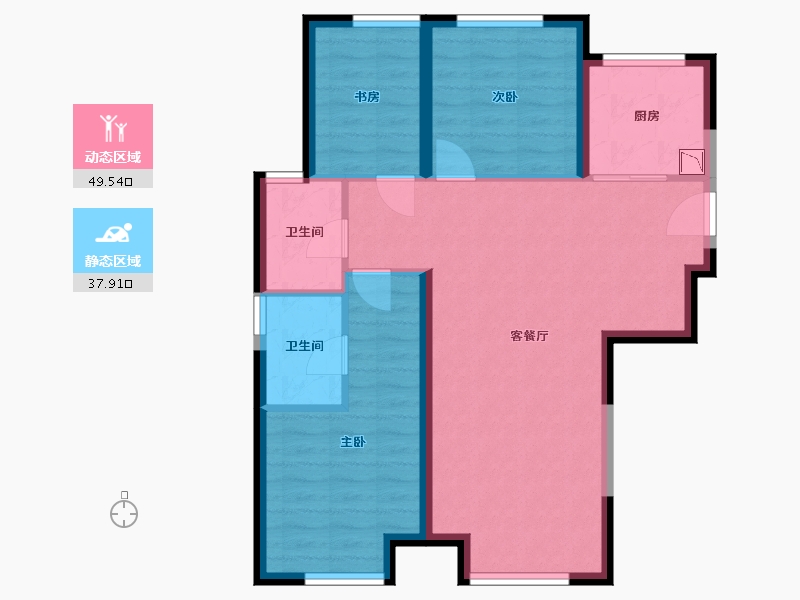 陕西省-西安市-绿城·春风心语-78.37-户型库-动静分区