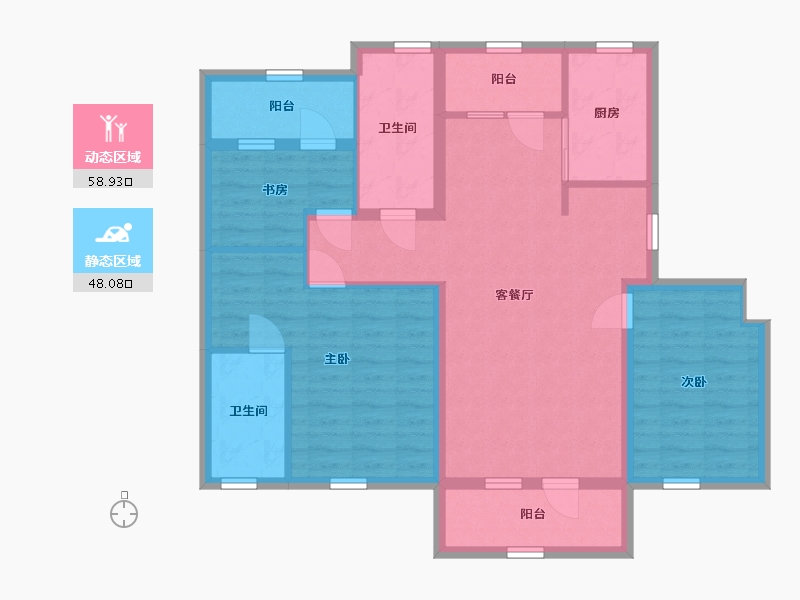 辽宁省-大连市-亿达第一郡-95.27-户型库-动静分区