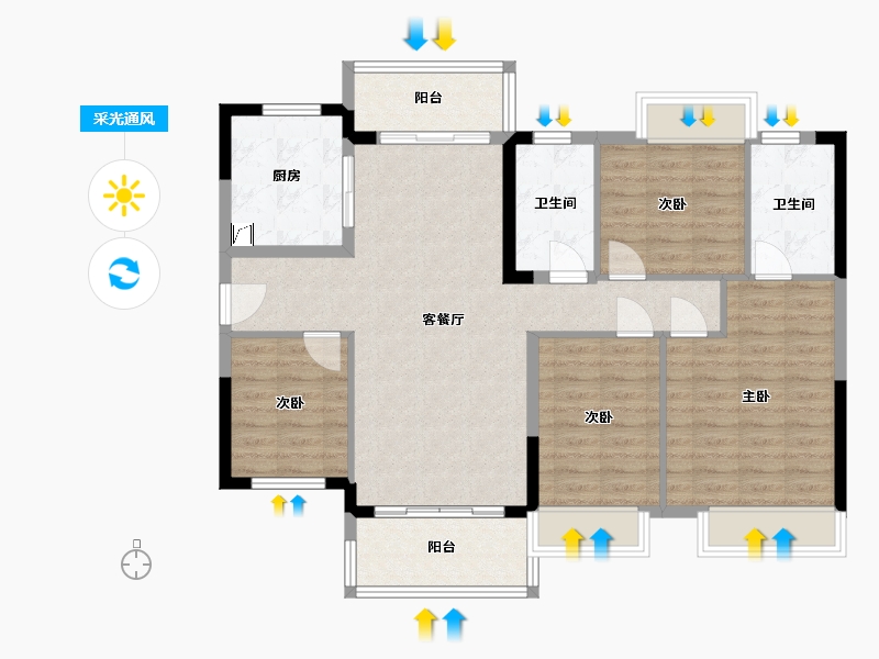 广东省-韶关市-保利大都会-102.95-户型库-采光通风