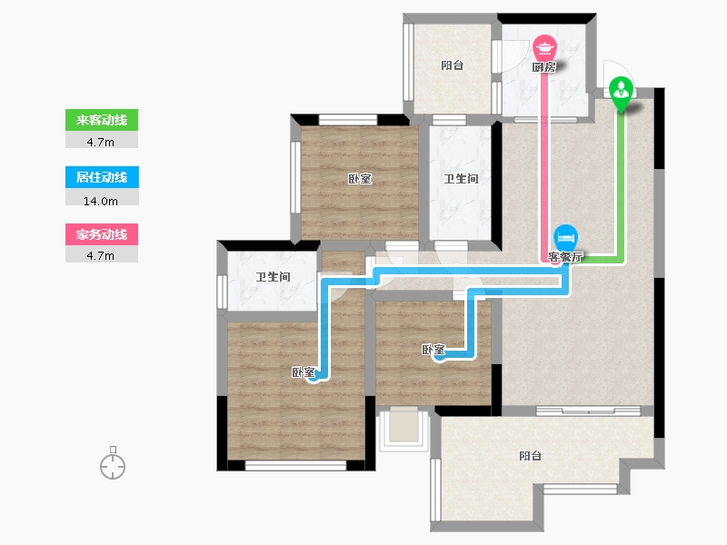 四川省-南充市-鸿升凯旋天地-83.36-户型库-动静线